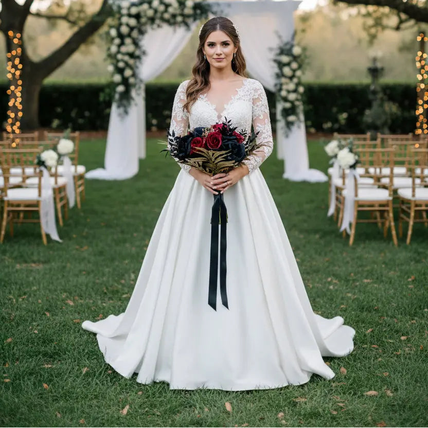 Red, Black And Gold Wedding Bouquet Claire De Fleurs