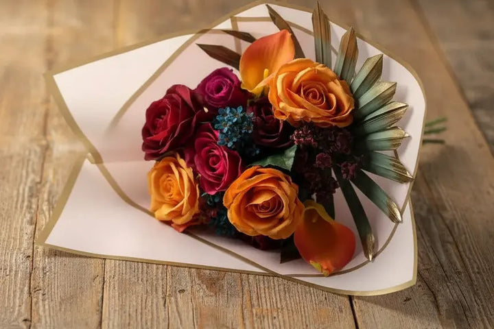 Mothers Day Bouquet Red, Orange and Pink Roses Claire De Fleurs