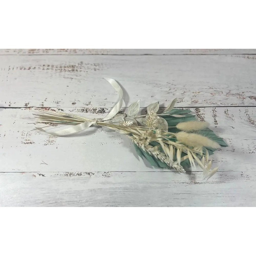Sage Green And Gold  Palm Bunch  - Dried Cake Flowers Claire De Fleurs
