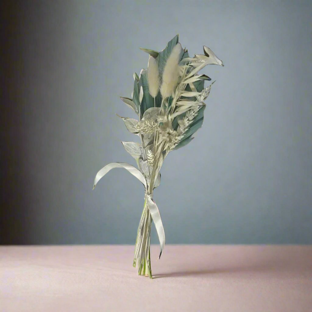 Sage Green And Gold  Palm Bunch  - Dried Cake Flowers Claire De Fleurs