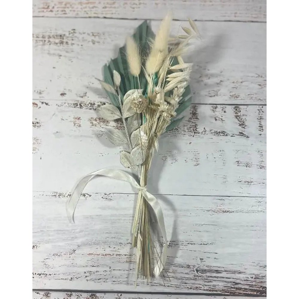 Sage Green And Gold  Palm Bunch  - Dried Cake Flowers Claire De Fleurs