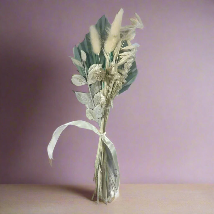 Sage Green And Gold  Palm Bunch  - Dried Cake Flowers Claire De Fleurs