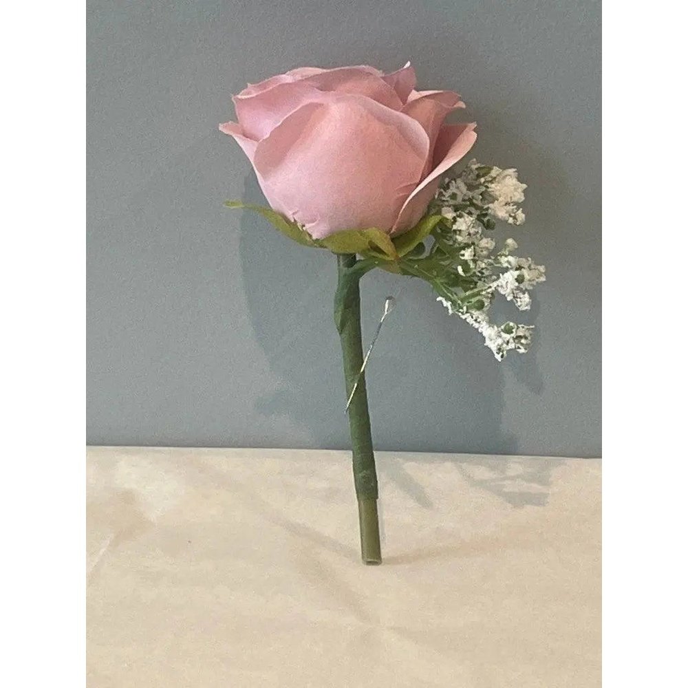 Silk Dusky Pink Rose Buttonhole - Artificial Flowers | Claire De Fleurs