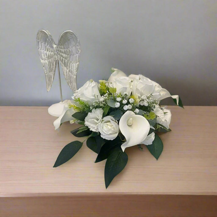Stunning White Silk Funeral Tribute - Artificial Flowers | Claire De Fleurs