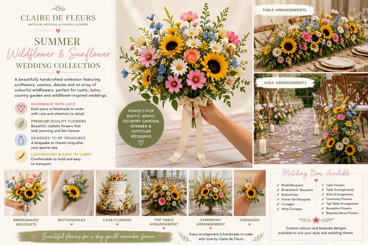 Summer Wildflower And Sunflower Bridal Bouquet Claire De Fleurs