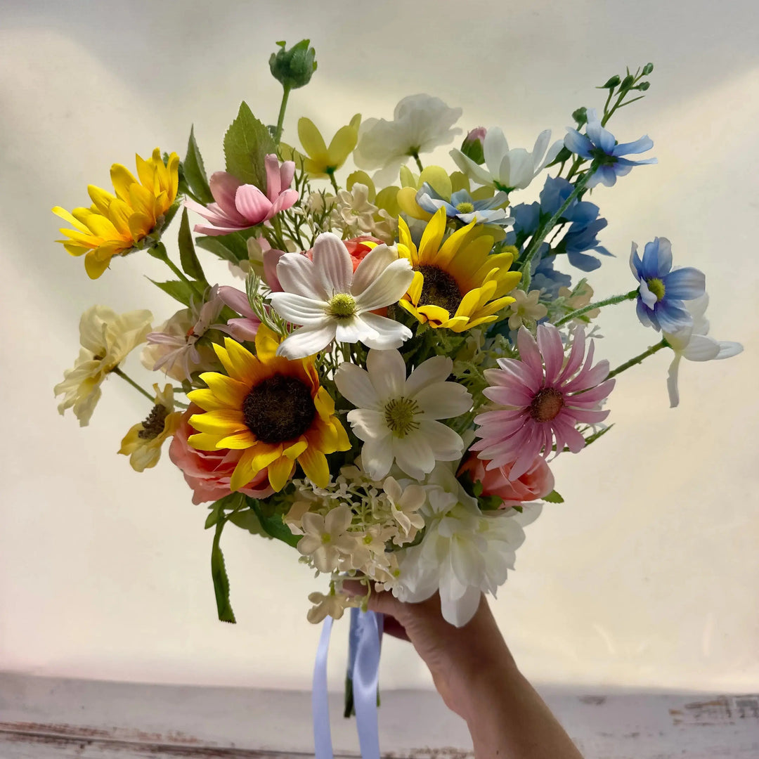 Summer Wildflower And Sunflower Bridal Bouquet Claire De Fleurs
