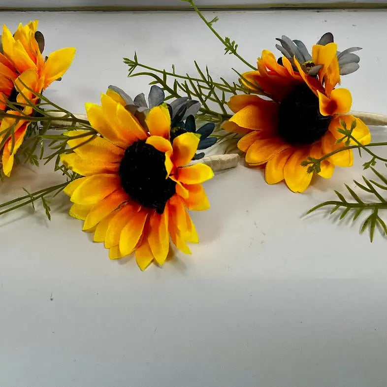 Sunflower And Blue Daisy Buttonhole Claire De Fleurs