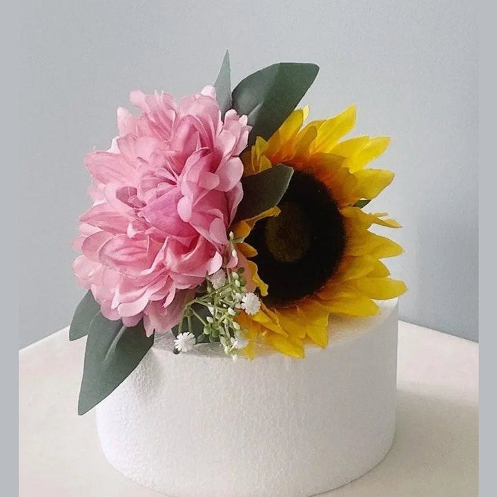 Sunflower, Dahlia & Gypsophila Cake Topper - Artificial Flowers | Claire De Fleurs