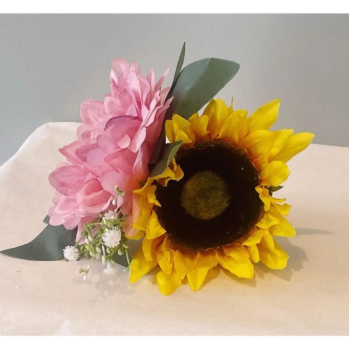 Sunflower, Dahlia & Gypsophila Cake Topper - Artificial Flowers | Claire De Fleurs