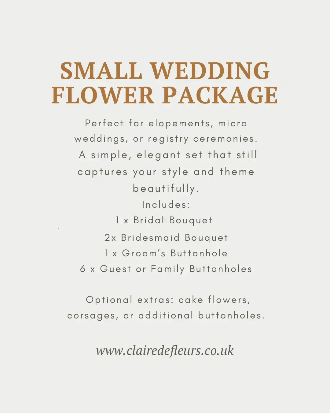 wedding bouquet packages  Claire De Fleurs