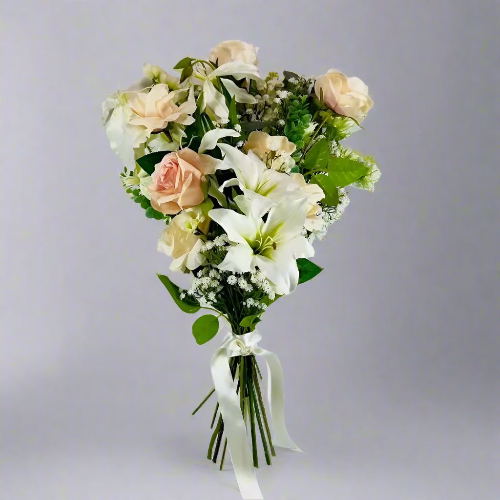 White And Peach Funeral Tribute Flowers Sheaf In Sympathy Remembrance Flowers Claire De Fleurs