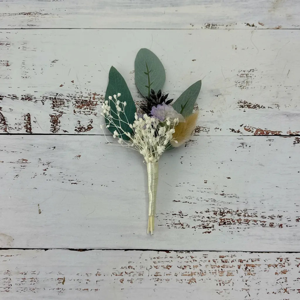 White Lavender And Blue Thistle Bouquet Claire De Fleurs