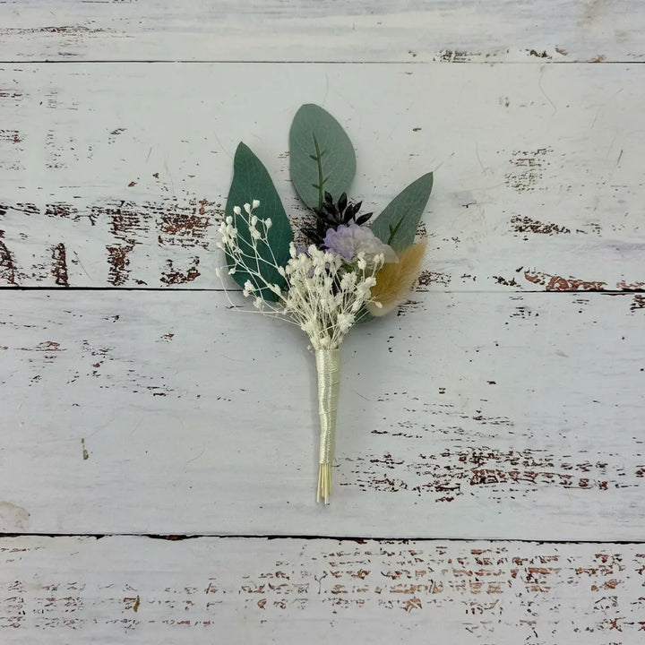 White Lavender And Blue Thistle Bouquet Claire De Fleurs