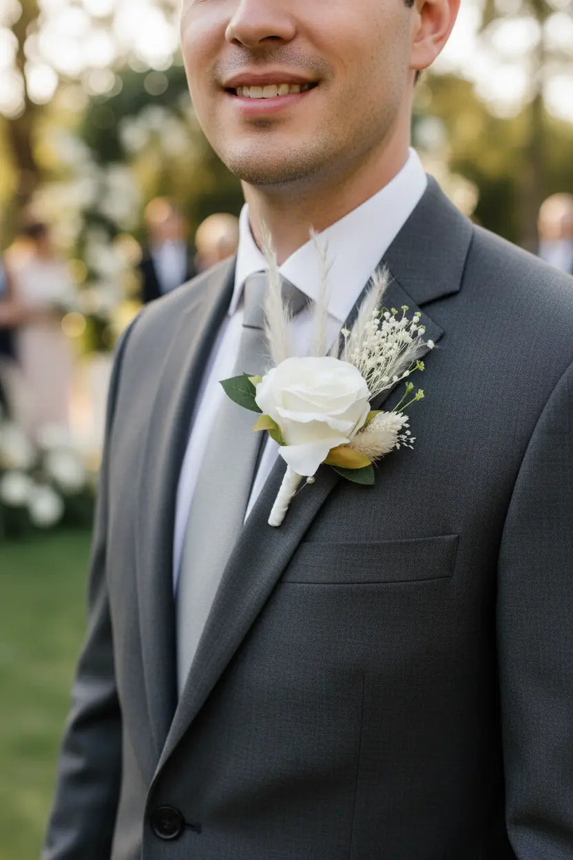 White Boho Wedding Bouquet Claire De Fleurs