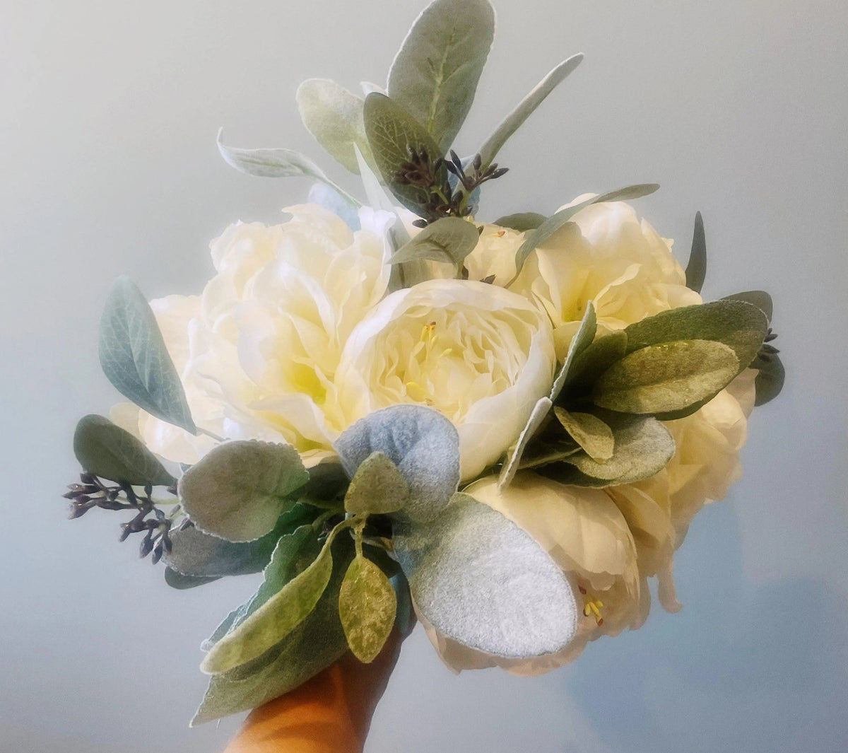 White Peonies And Hydrangea Arrangement - Artificial Flowers | Claire De Fleurs