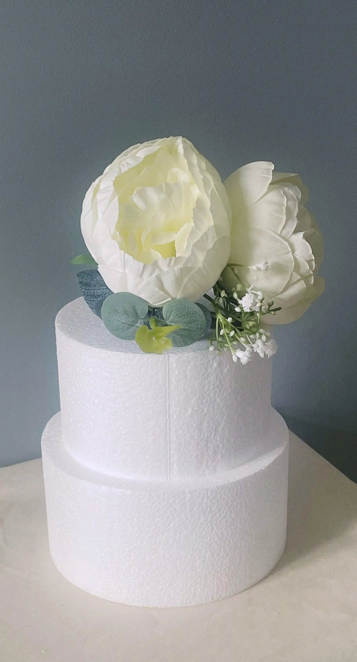 White Peonies Flower Cake Topper - Artificial Flowers | Claire De Fleurs