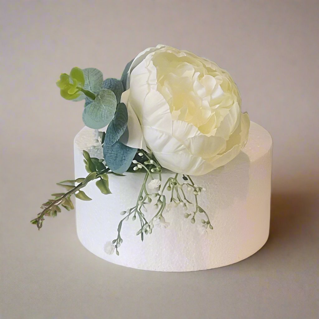White Peonies Flower Cake Topper - Artificial Flowers | Claire De Fleurs