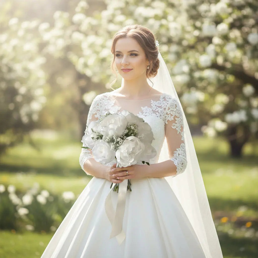 White Rose and Peony Bridal Bouquet Claire De Fleurs