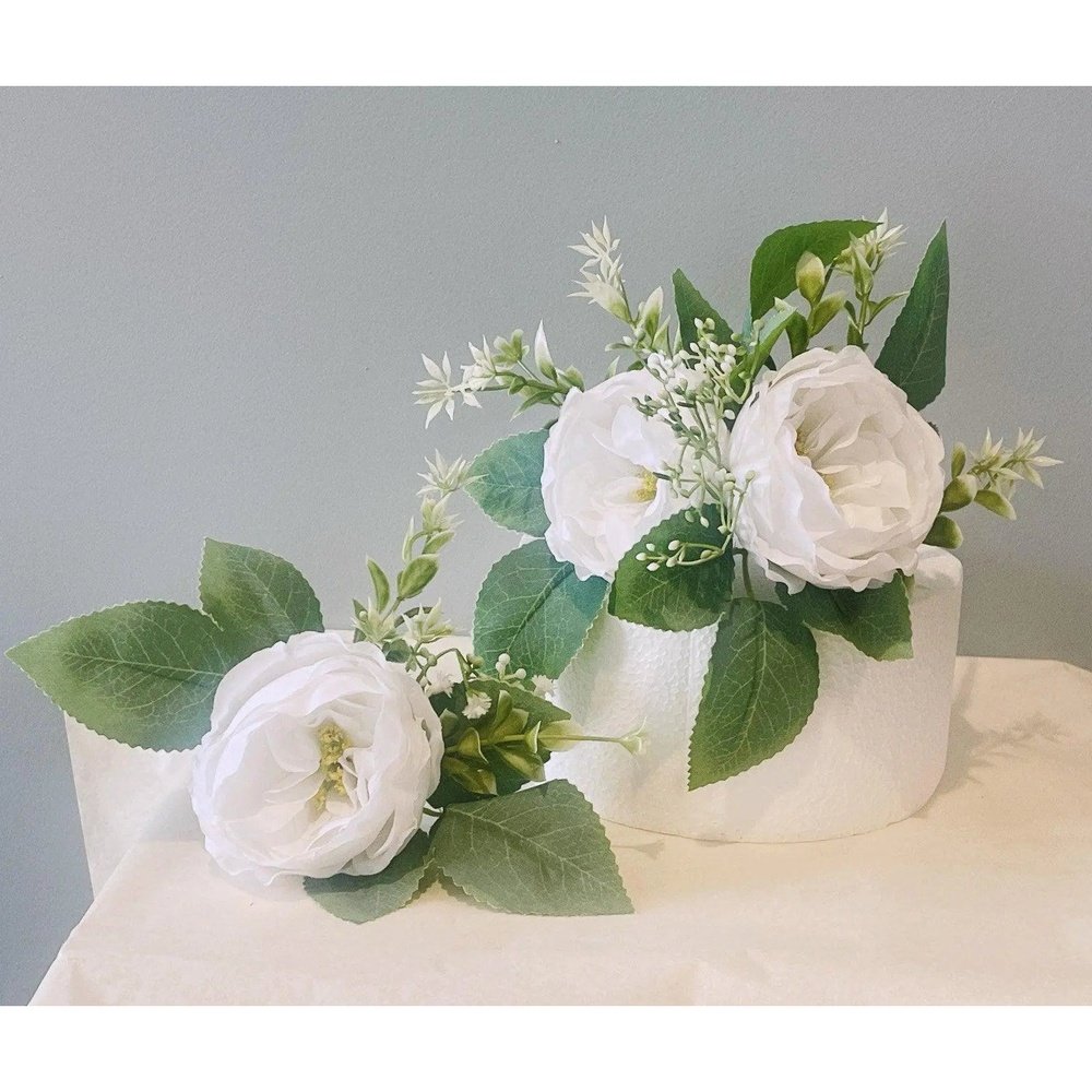 White Flower Cake Topper - Artificial Flowers | Claire De Fleurs