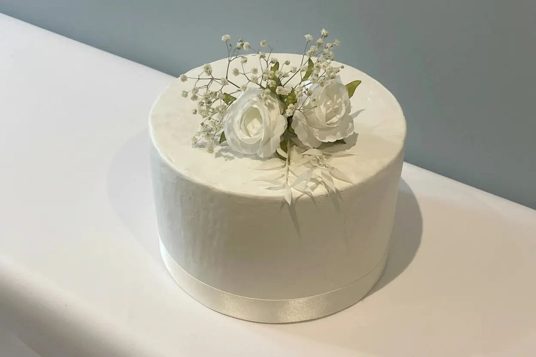 White Rose And Preserved Gypsophila/Broom Cake Topper Claire De Fleurs