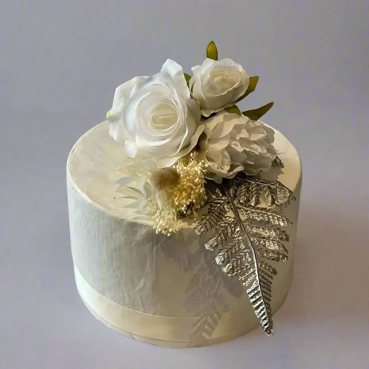 White Rose And Silver Flower Cake Flowers Claire De Fleurs