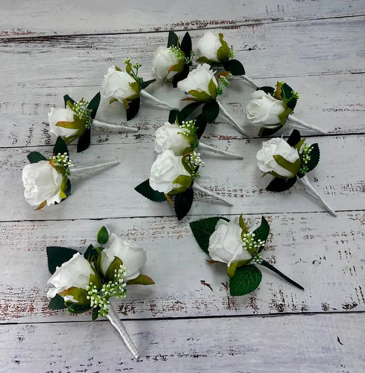 White Rose Artificial Wedding Bouquet Claire De Fleurs