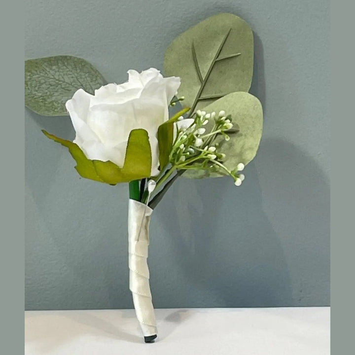 white rose buttonhole