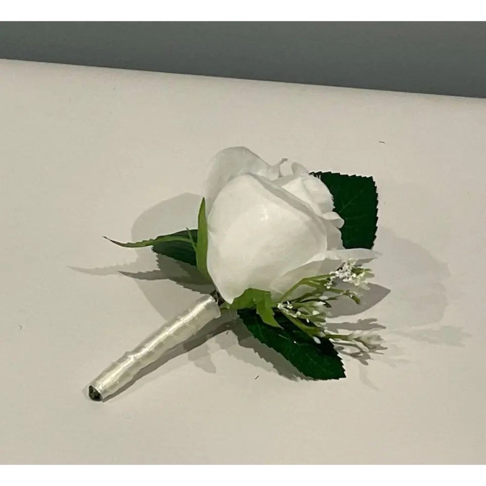 artificialsilkwhiterosebuttonhole
