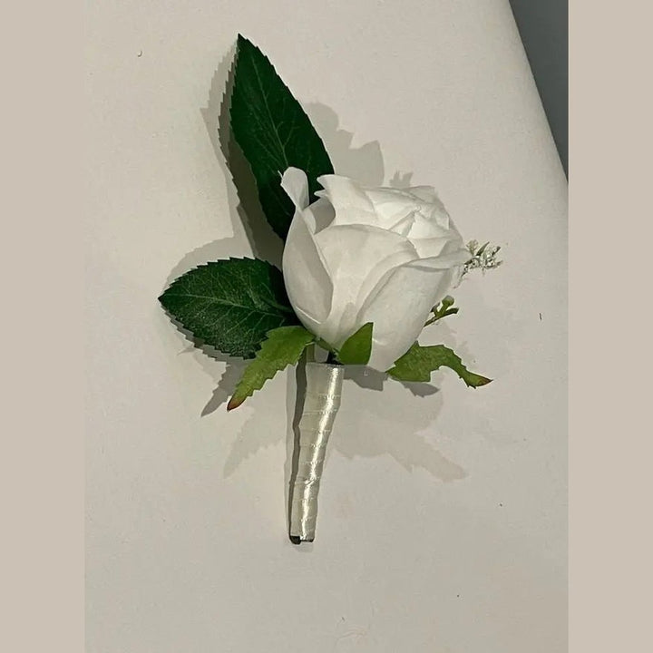 artificialsilkwhiterosebuttonhole