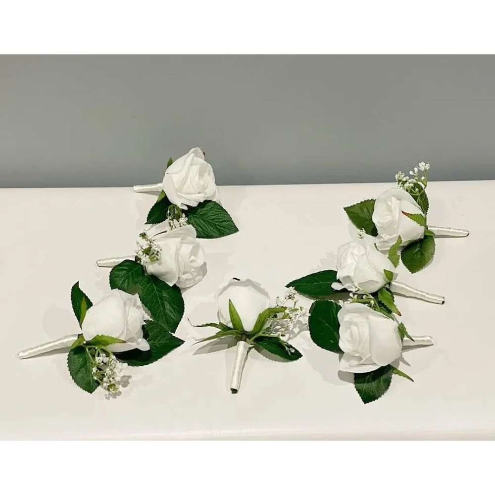 artificialsilkwhiterosebuttonhole