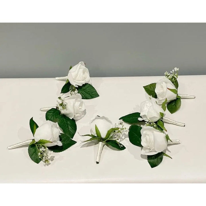 artificialsilkwhiterosebuttonhole