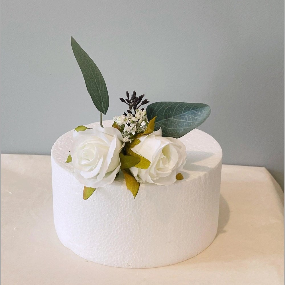 White Rose Cake Flowers - Artificial Flowers | Claire De Fleurs