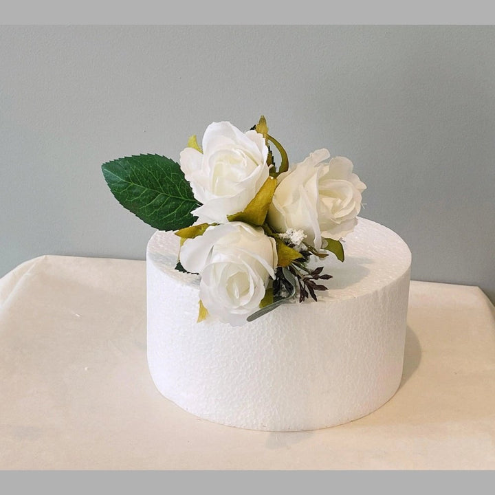 White Rose Cake Flowers - Artificial Flowers | Claire De Fleurs