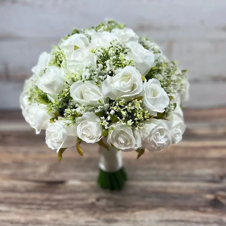 White Rose Wedding Bouquet Claire De Fleurs