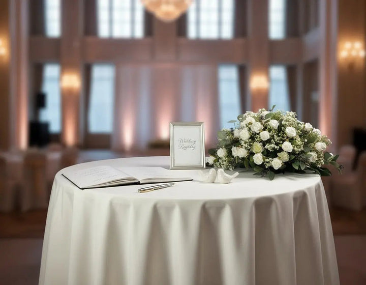 White Rose and Gyp Table Arrangement – 2ft Wedding Flowers Claire De Fleurs