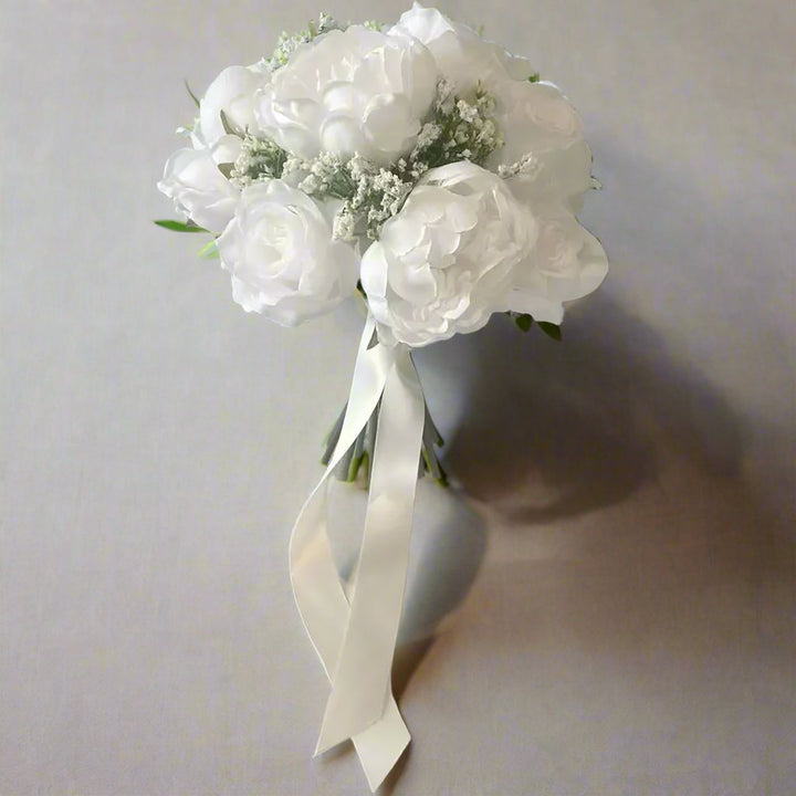 White Rose and Peony Bridal Bouquet Claire De Fleurs