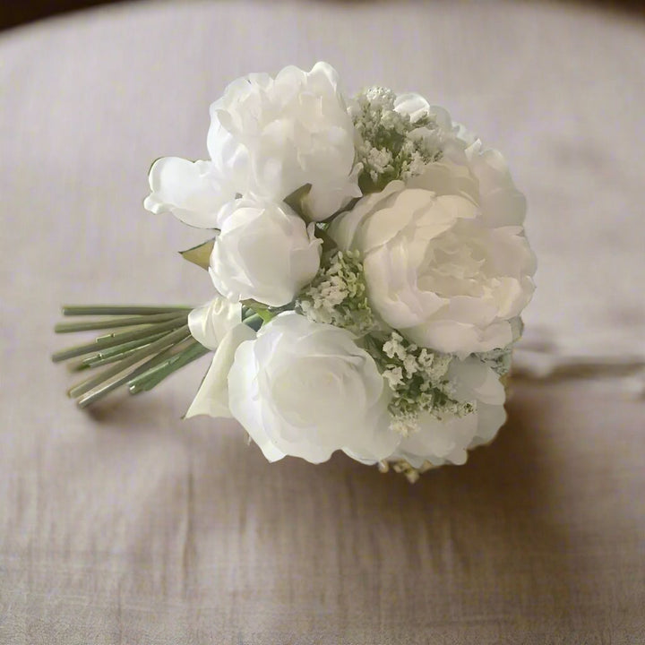 White Rose and Peony Bridal Bouquet Claire De Fleurs