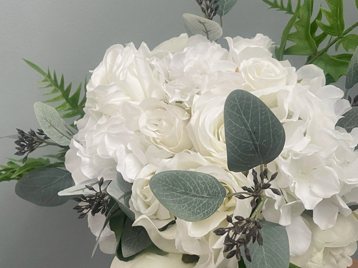 White Roses And Peonies  Bouquet - Artificial Flowers | Claire De Fleurs