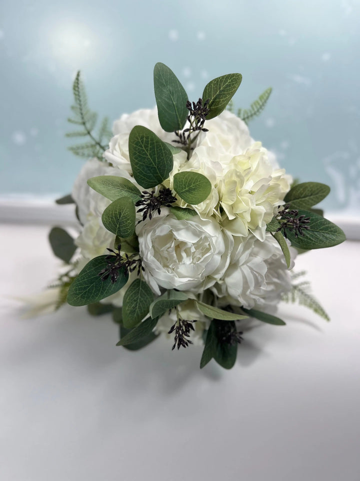 White Roses And Peonies Bouquet Claire De Fleurs