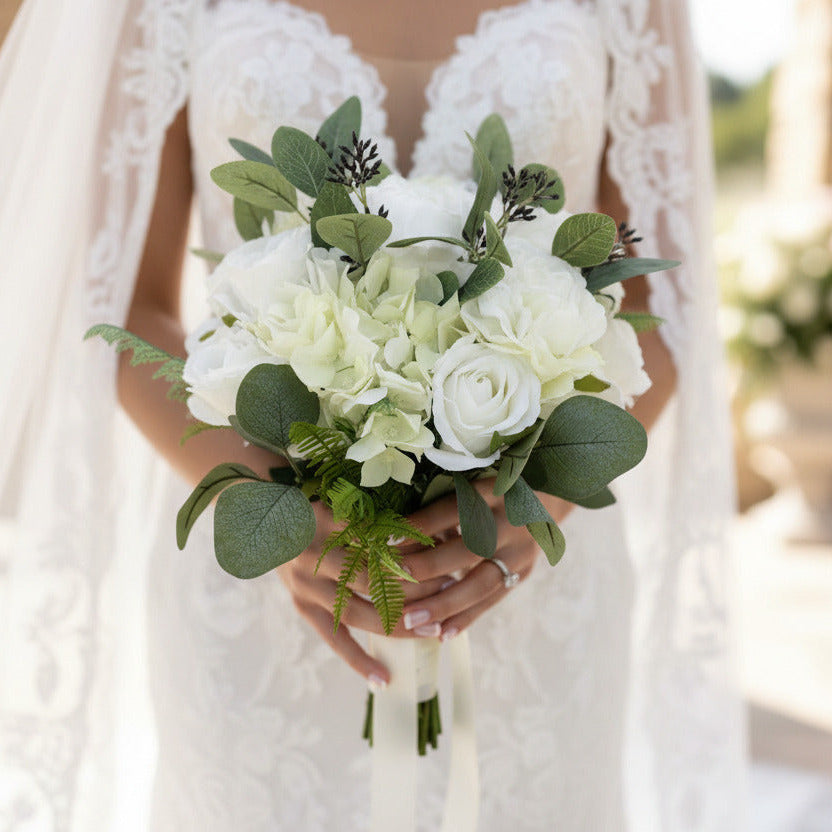 White Roses And Peonies Bouquet - Claire De Fleurs