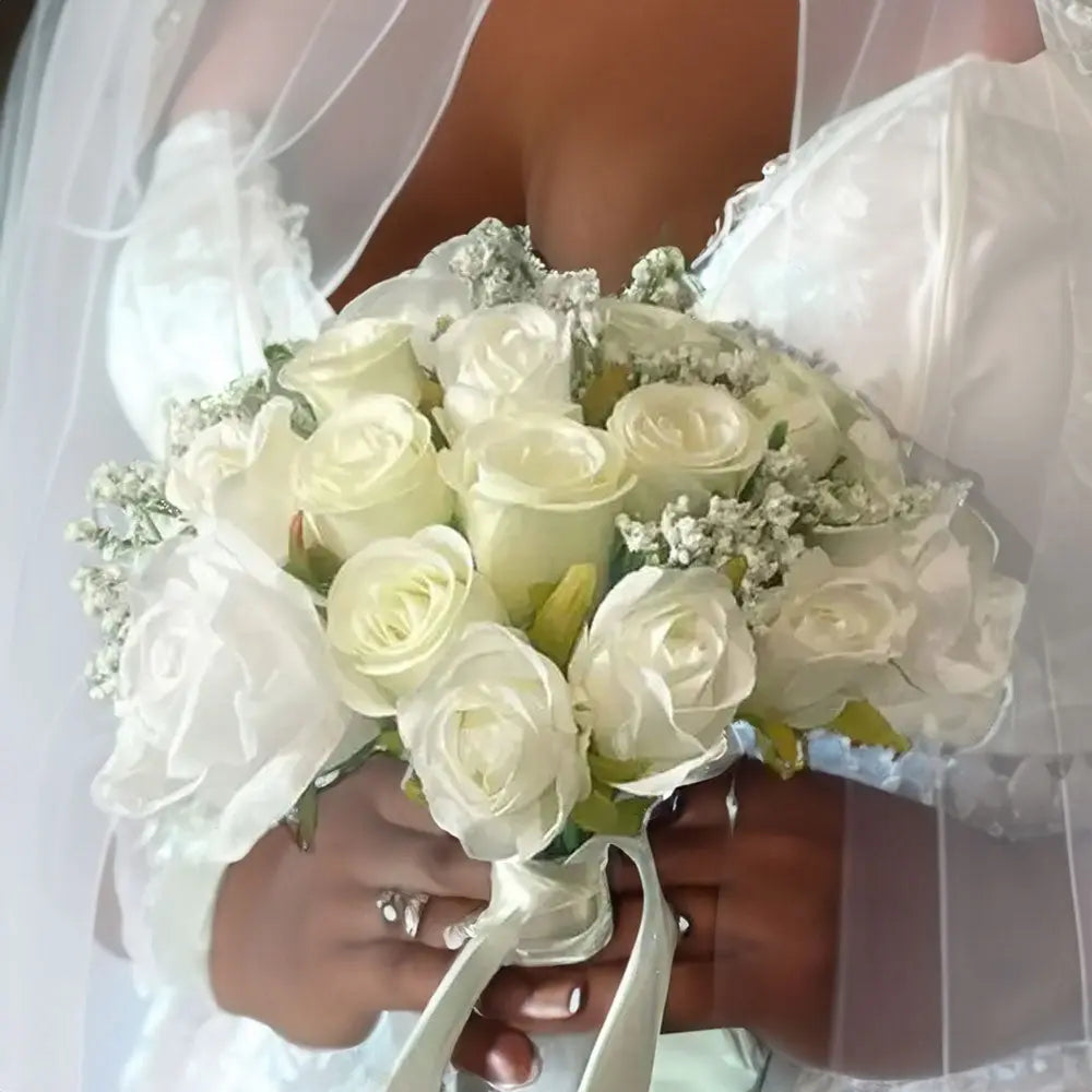 White and Ivory Rose Bridal Bouquet - Wedding Elegance Claire De Fleurs White and Ivory Rose Bridal Bouquet - Wedding Elegance Claire De Fleurs