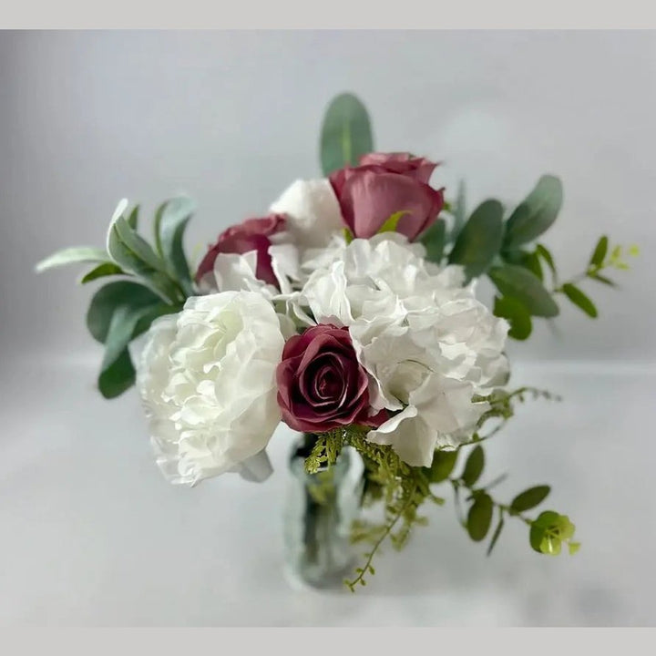 White and pink peonies, hydrangea - Artificial Silk Flowers Claire De Fleurs