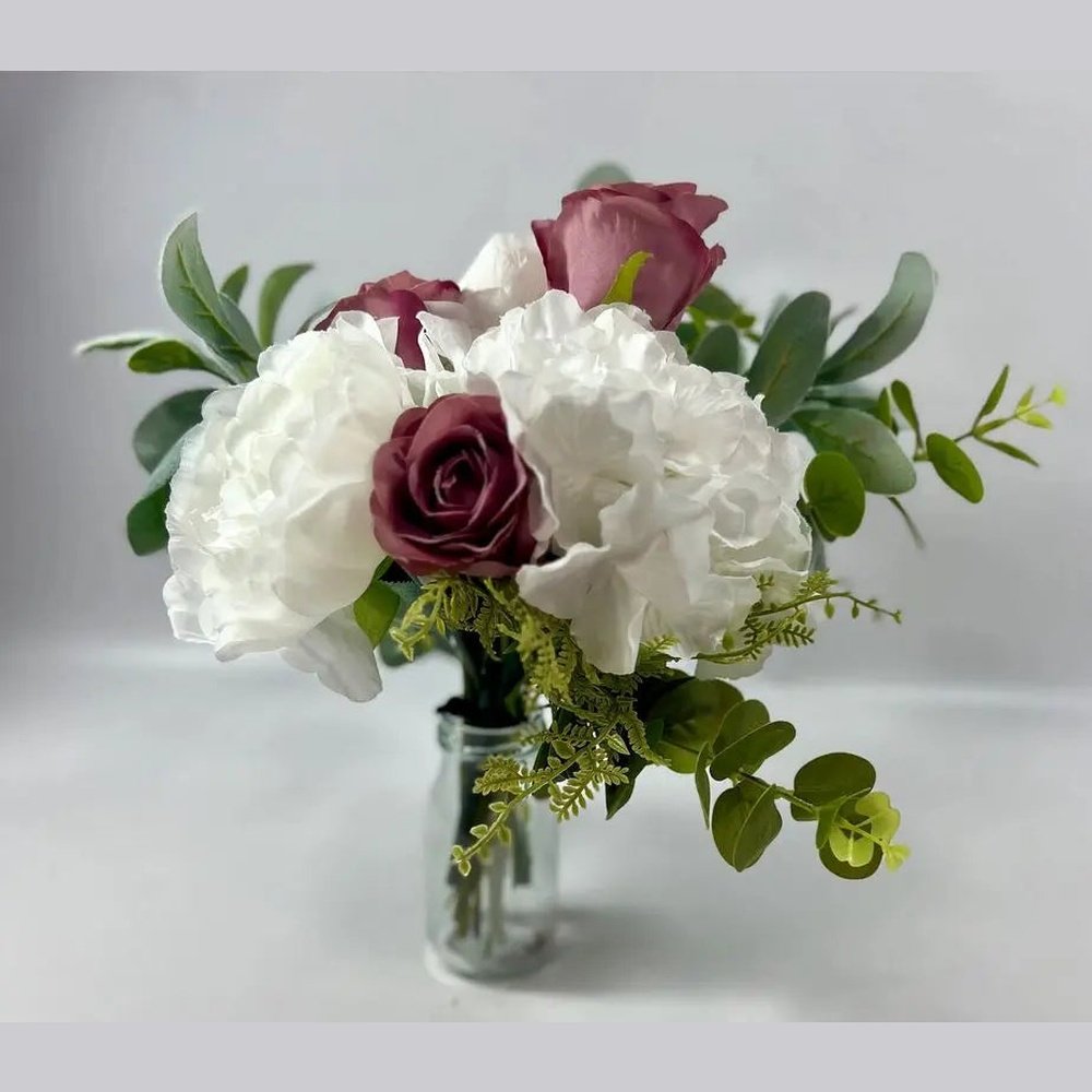 White and pink peonies, hydrangea - Artificial Silk Flowers Claire De Fleurs