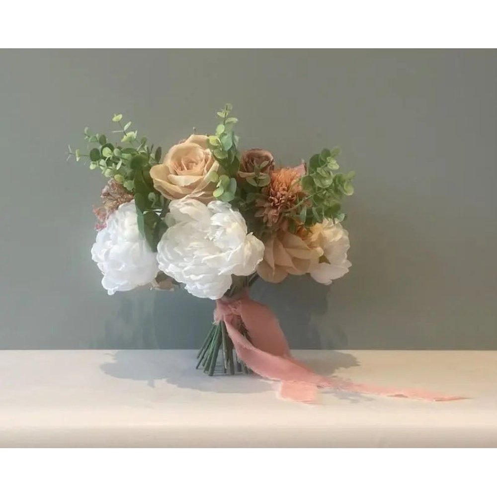 White, Nude and Dusty Pink Silk Bridal Bouquet Claire De Fleurs
