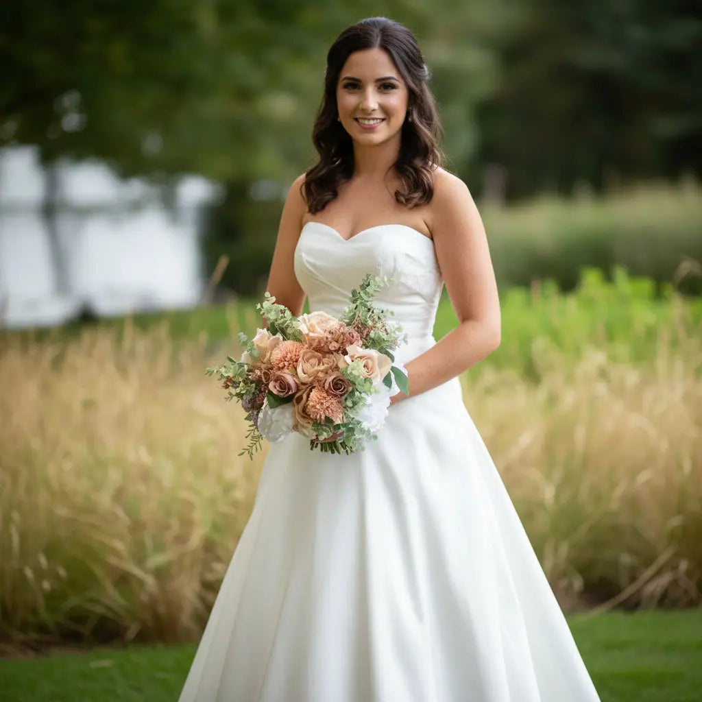 White, Nude and Dusty Pink Silk Bridal Bouquet Claire De Fleurs