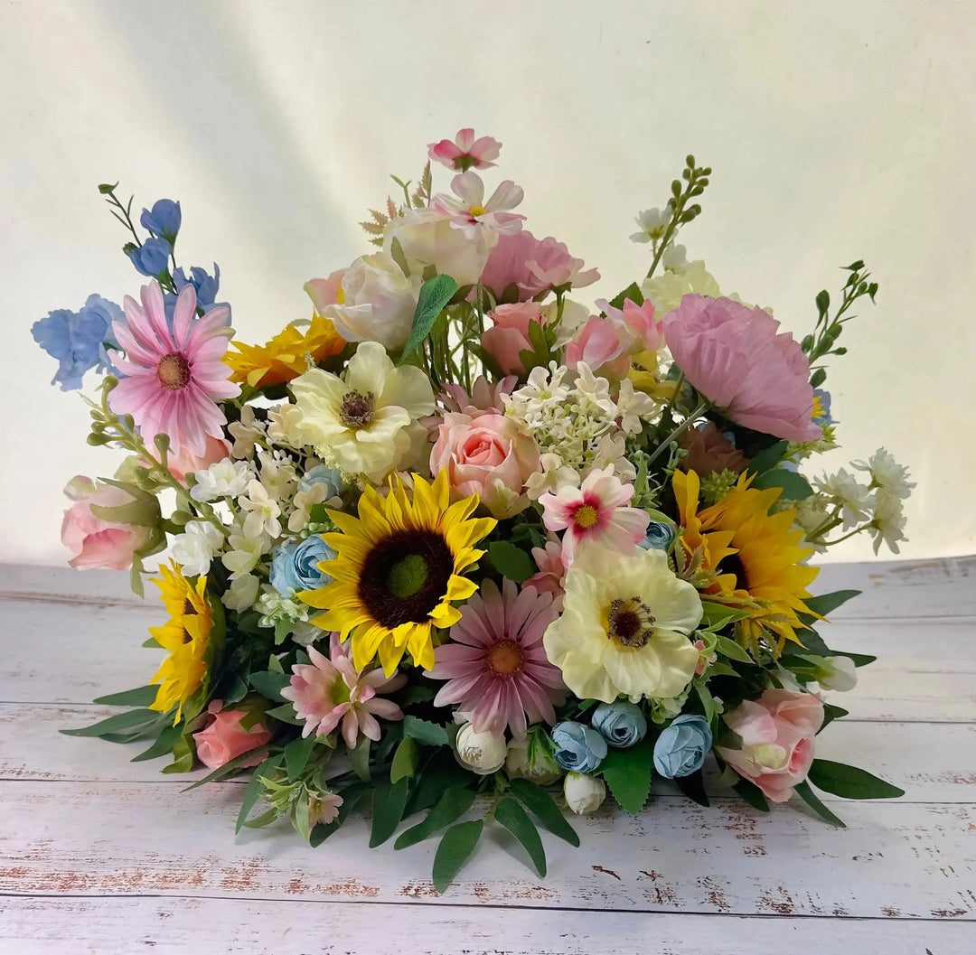 Wildflower And Sunflower Top Table Arrangement /Floor Arrangement – 2ft Length Claire De Fleurs