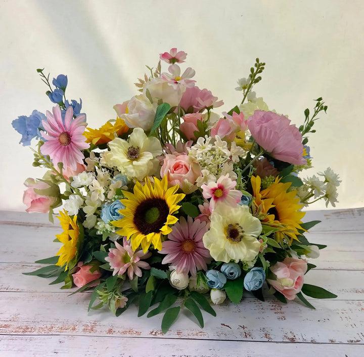 Wildflower And Sunflower Top Table Arrangement /Floor Arrangement – 2ft Length Claire De Fleurs