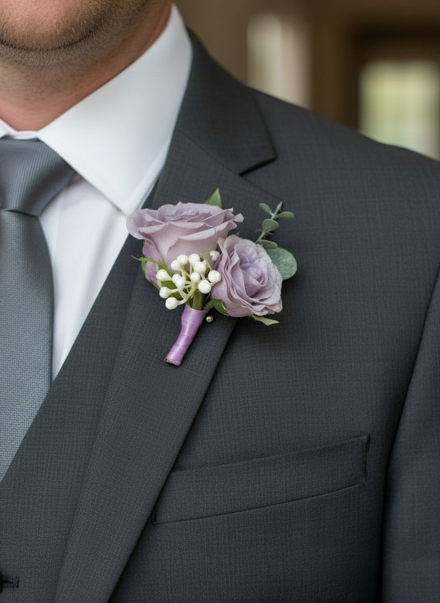 lilac and Ivory Rose Wedding Bridal Bouquet Claire De Fleurs